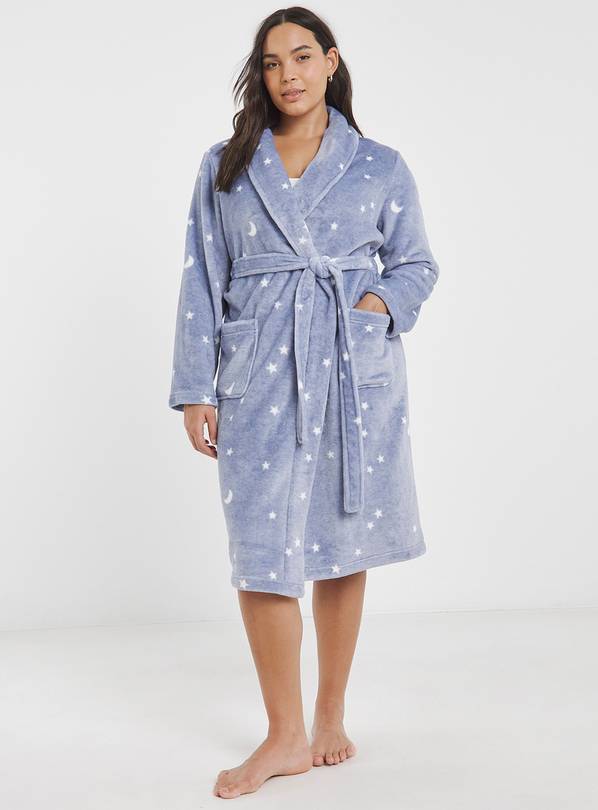 SIMPLY BE Moon & Stars Print Blue Supersoft Gown 8-10